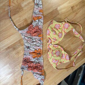 Chic vintage-inspired floral bikini top & textured ruching and a standout dress